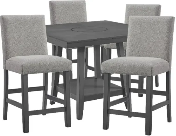 Elements International Seneca 5-Piece Gray Counter Dining Set