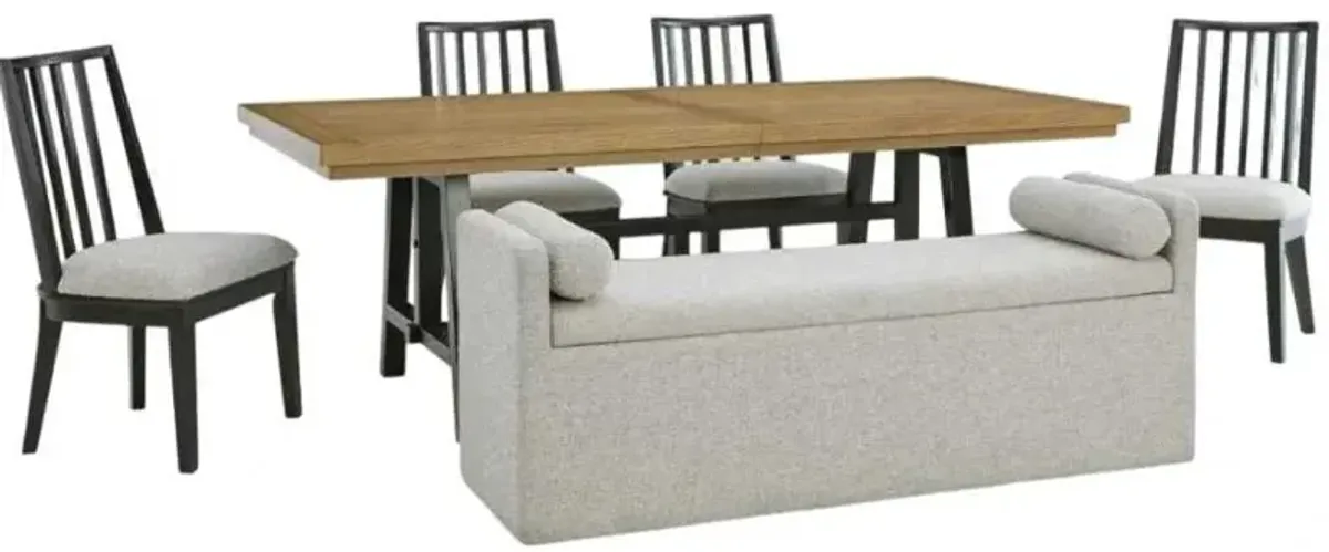 Signature Design by AshleyÂ® Galliden 6-Piece Beige/Black/Brown Extension Dining Table Set