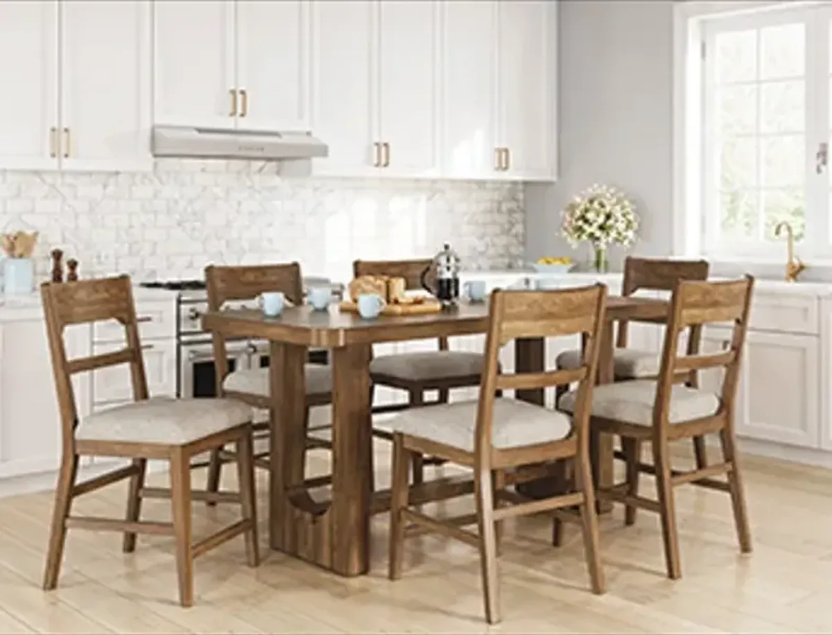 Signature Design by AshleyÂ® Cabalynn 7-Piece Light Brown/Oatmeal Counter Height Dining Set