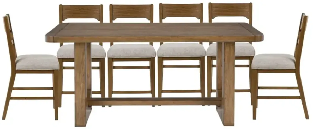 Signature Design by AshleyÂ® Cabalynn 7-Piece Light Brown/Oatmeal Counter Height Dining Set