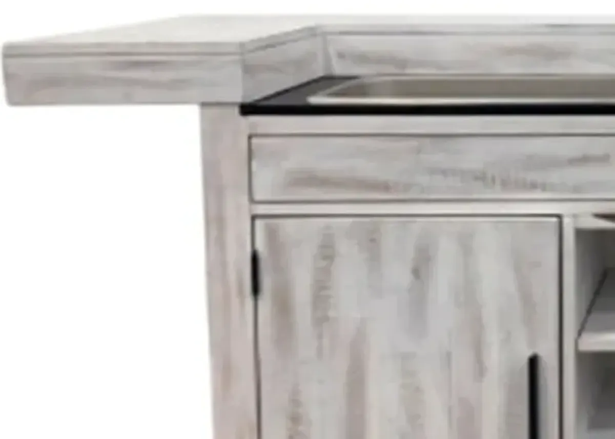 Elements International Rogen Rustic White Bar Table with Ice Tray