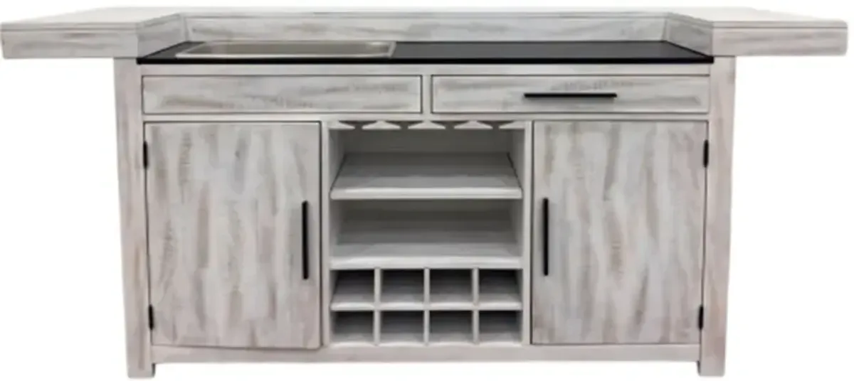 Elements International Rogen Rustic White Bar Table with Ice Tray