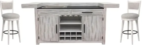 Elements International Rogen 3-Piece Gray/Rustic White Counter Height Dining Set