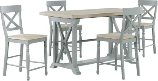 Steve Silver Co. Darcy 5-Piece Mint Green/Natural Counter Height Dining Set