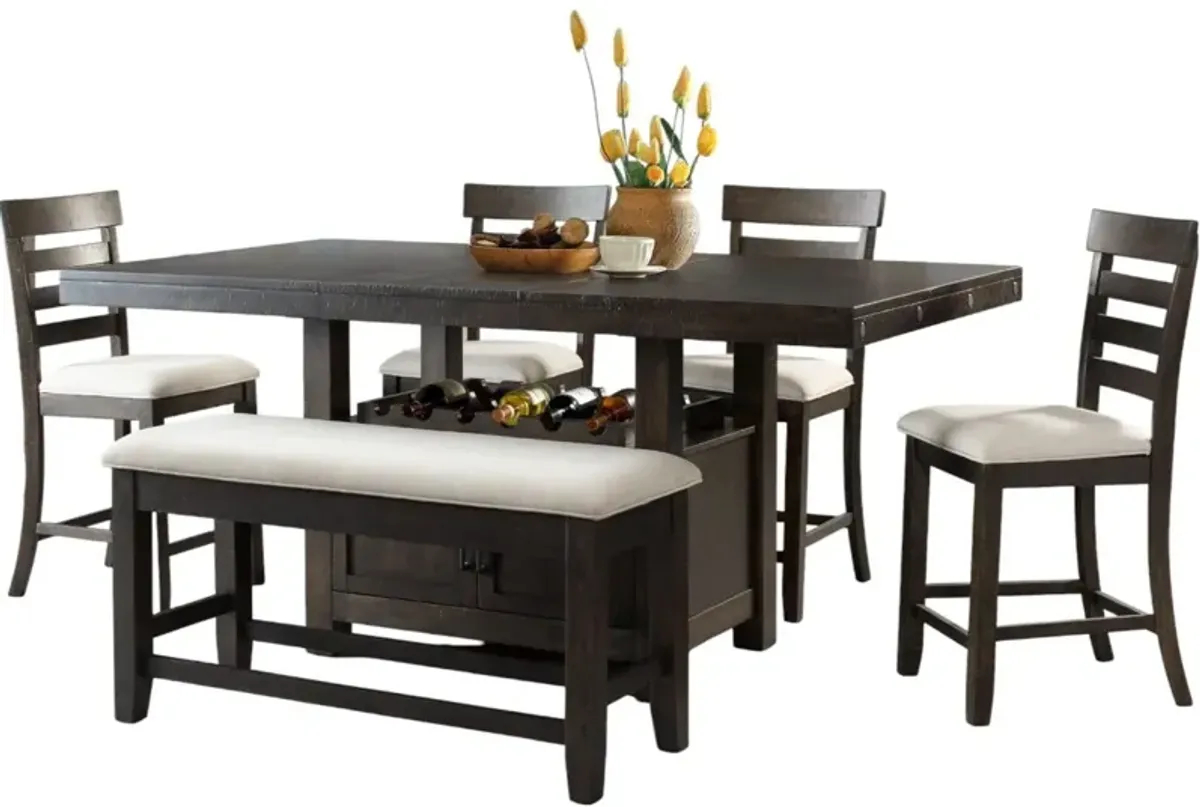 Elements International Colorado Dining 6 Piece Set with 4 Side Chairs and Dining Bench