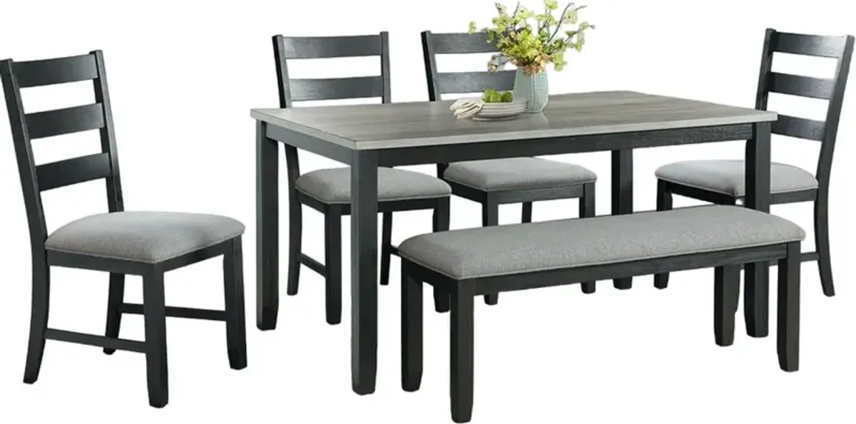 Elements International Martin 6-Piece Black/Gray Dining Set