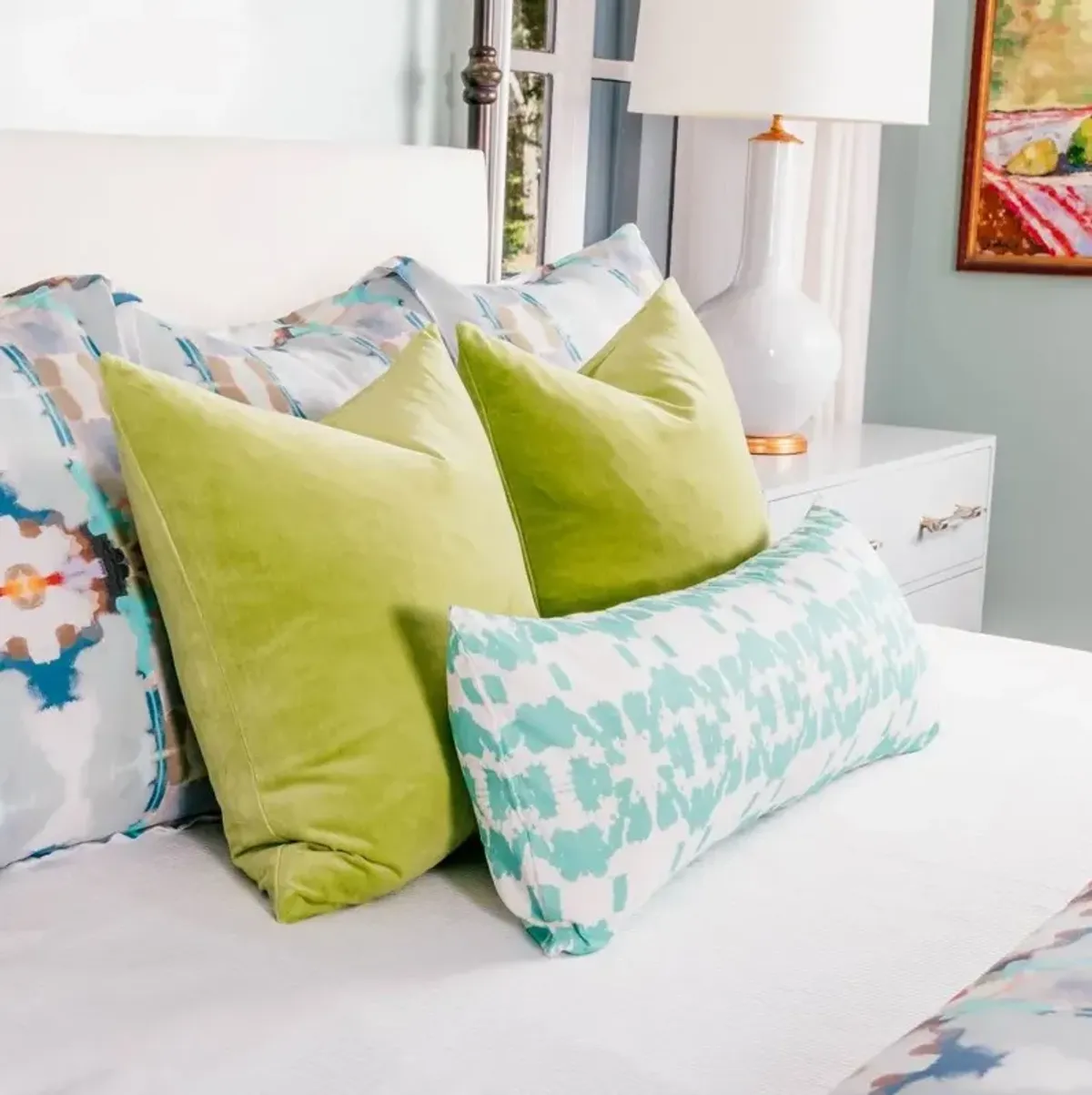 Laura Park Designs Green Cotton Velvet 22 x 22 Pillow