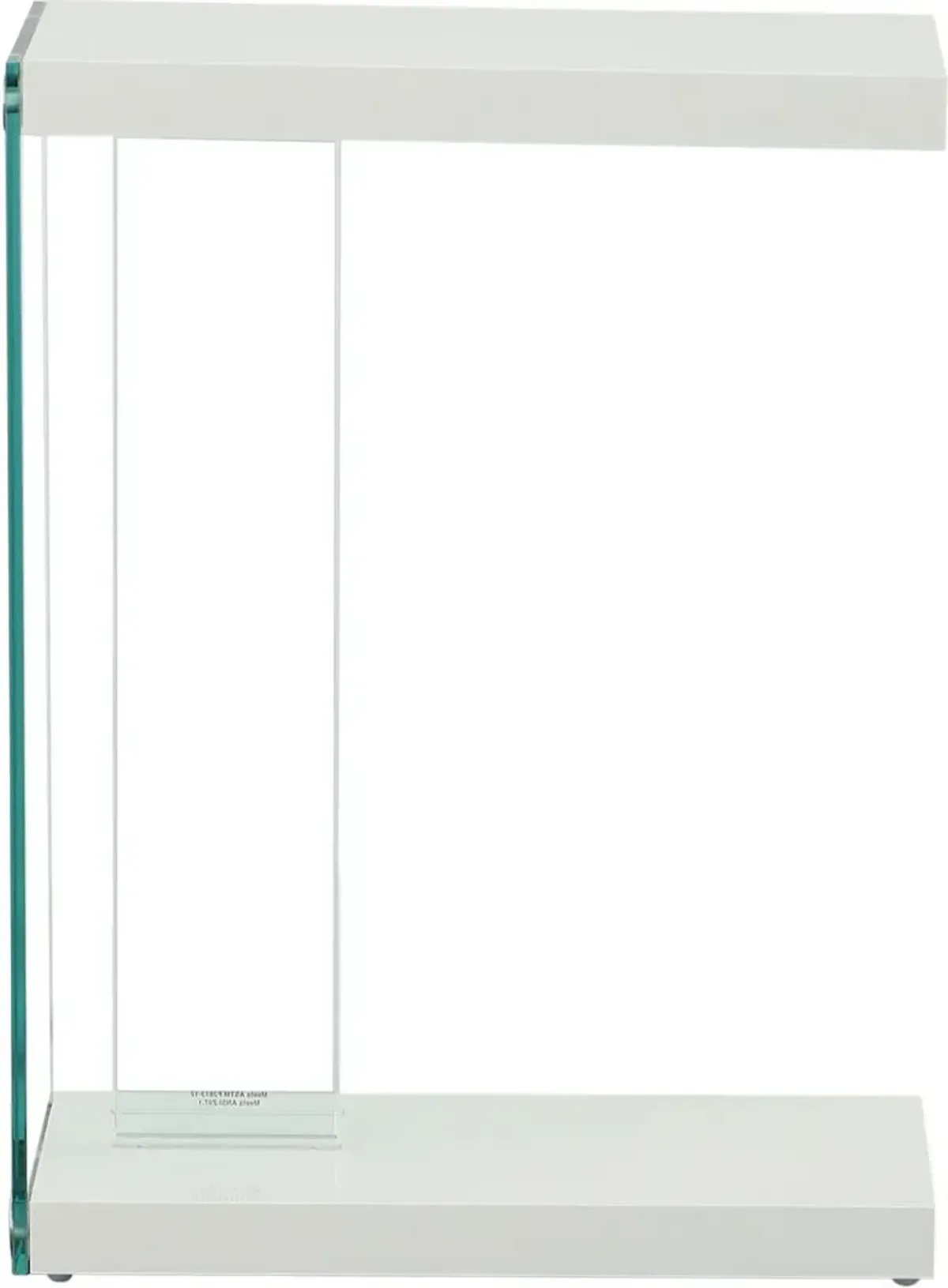 Steve Silver Co. Elaina Glossy White Chair Side End Table with Clear Frame