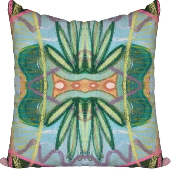 Windy O'Connor Ferns in Aqua Toss Pillow
