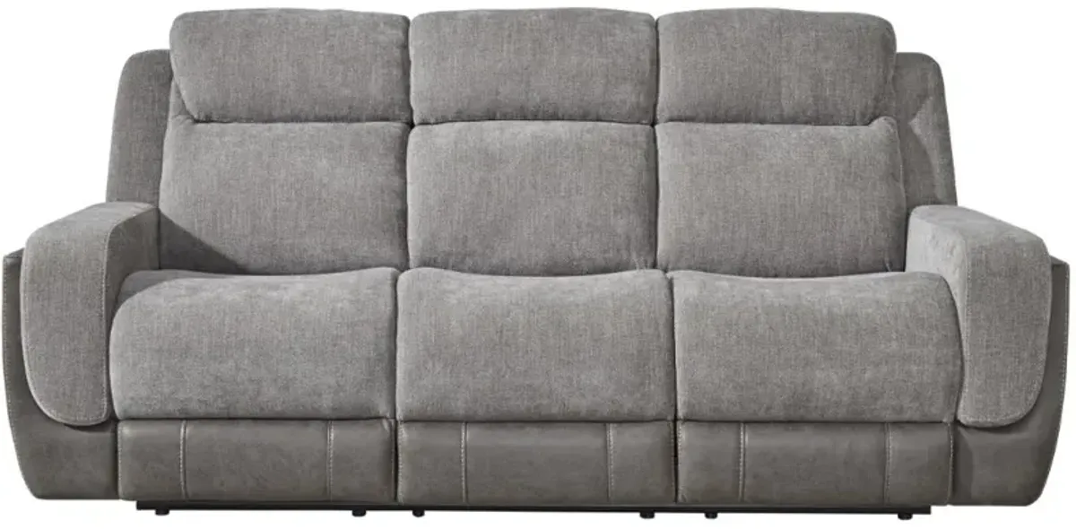 Corinthian Furniture Jenner Charcoal/Gray Power Reclining Sofa with Power Headrest and Dropdown
