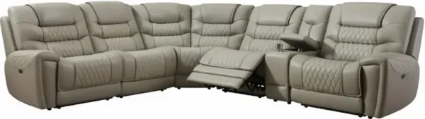 Corinthian Furniture Mcgregor 3-Piece Cream/Light Gray Power Reclining Sectional