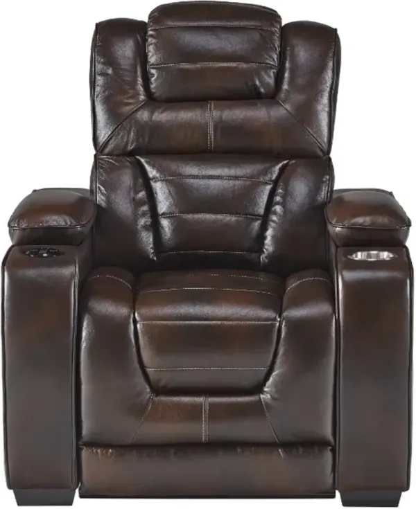 Corinthian Furniture Luke Brown Power Recliner with Headrest