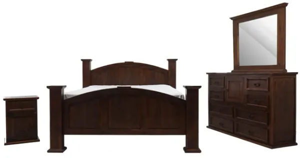 Vintage Furniture Mansion Walnut 4 Piece Queen Bedroom Set