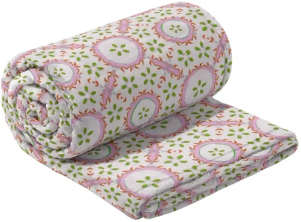 Laura Park Designs Rosie Fleece Green/Pink Blanket
