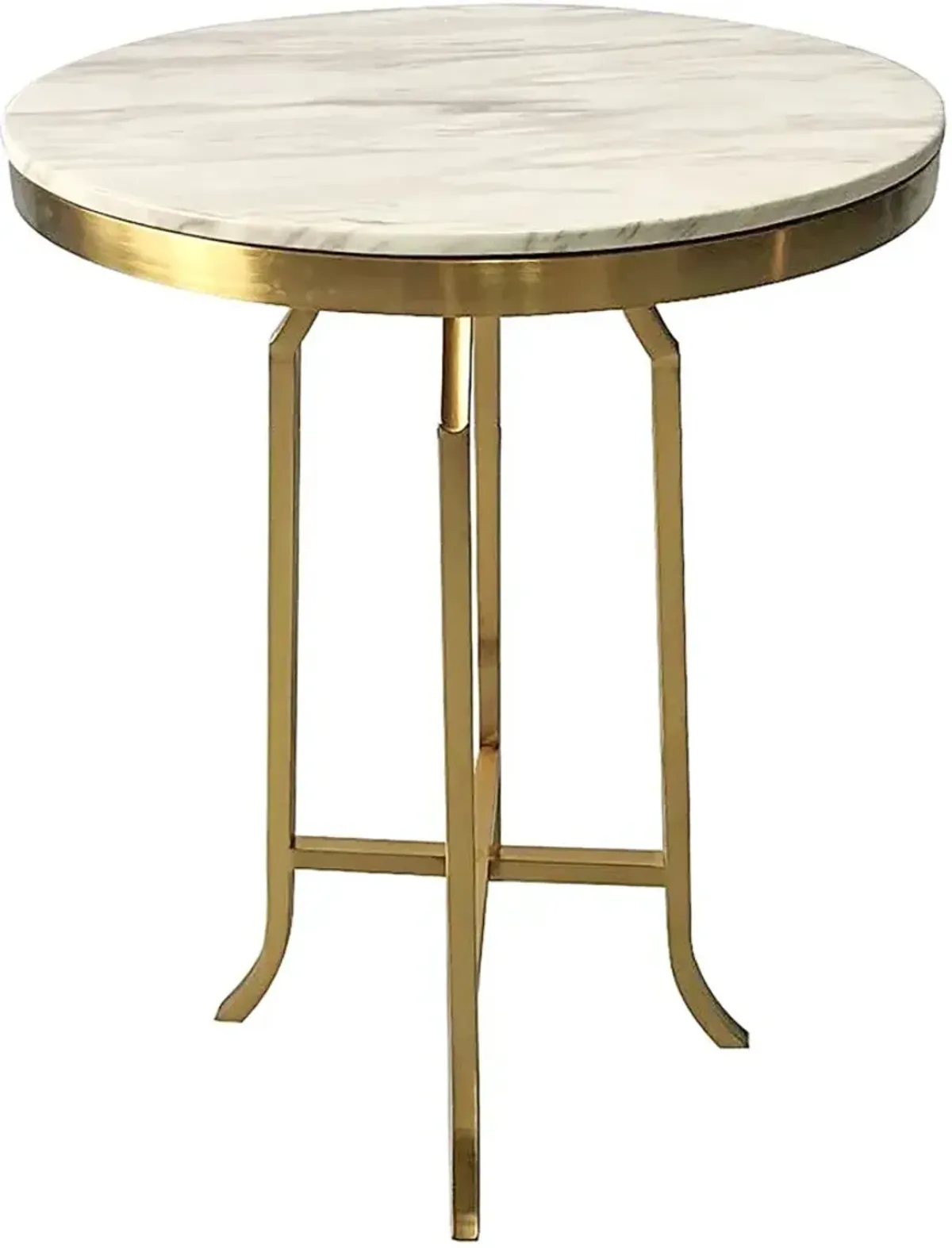 Harp & FinialÂ® Fillmore White Marble Bar Table with Brushed Gold Base