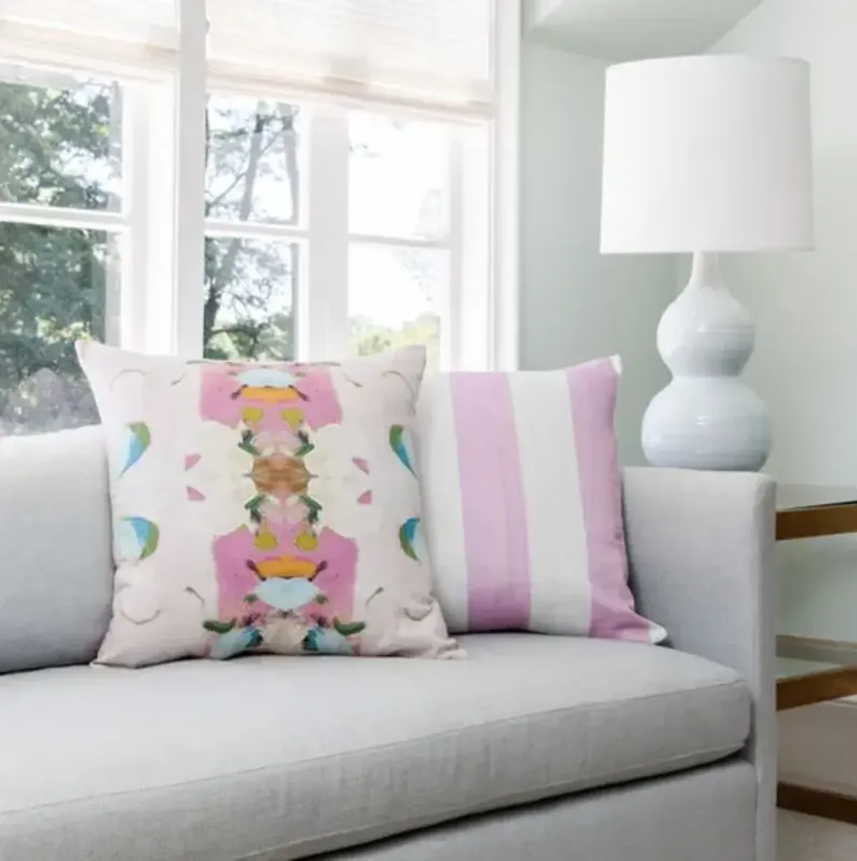 Laura Park Designs Monet's Garden Pink 22" x 22" Toss Pillow