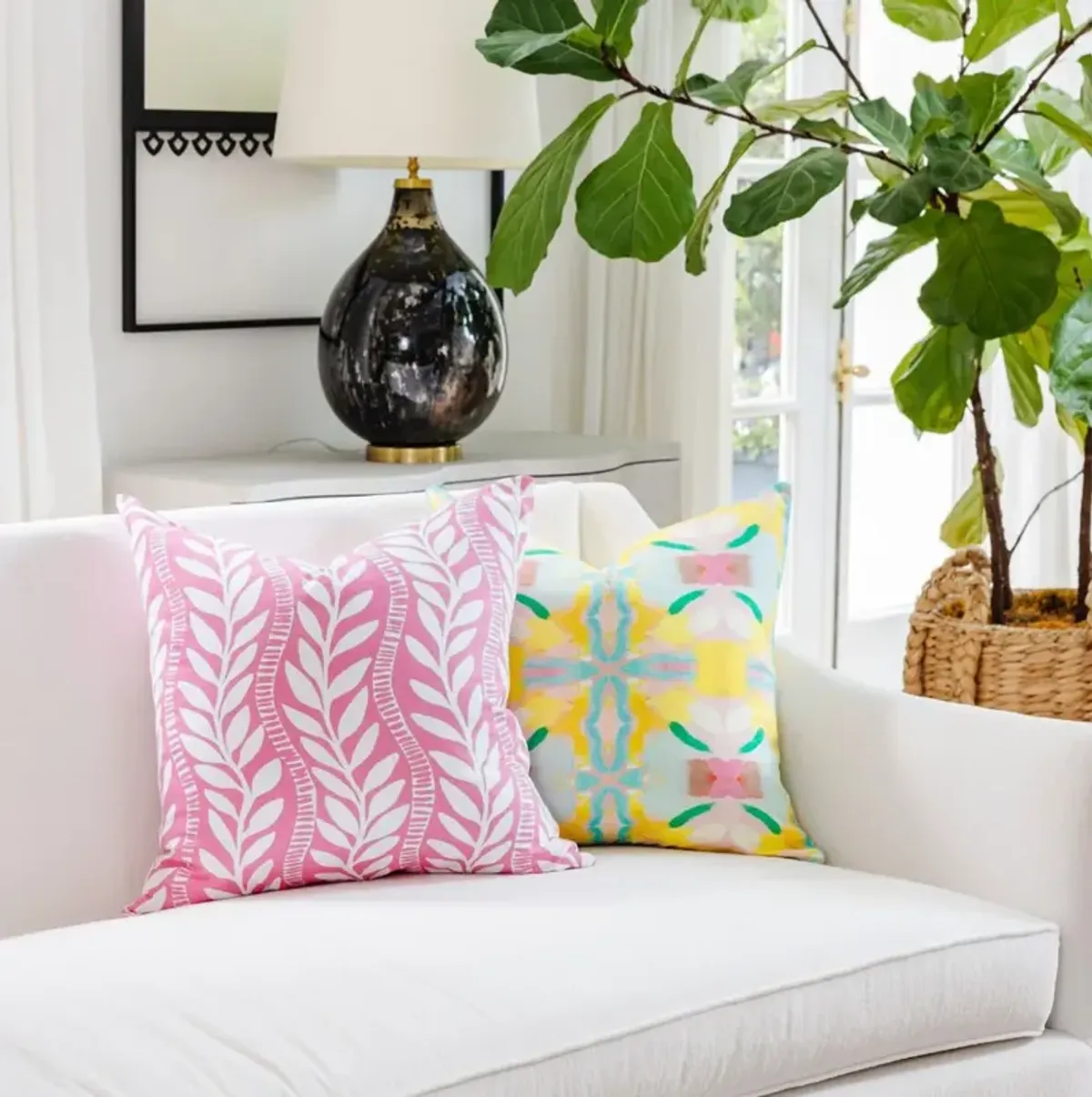 Laura Park Designs Lucy Grymes x Laura Park Vineyard Trellis Pink 22 x 22 Pillow