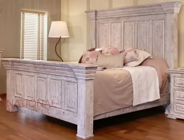 International Furniture Direct Terra White Wood Queen Bed