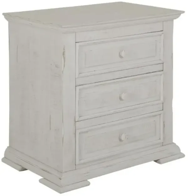 International Furniture Direct Terra Distressed Vintage White Nightstand