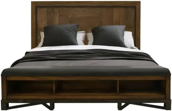 International Furniture Direct Walnut Reddish Brown Eastern King Panel Bed