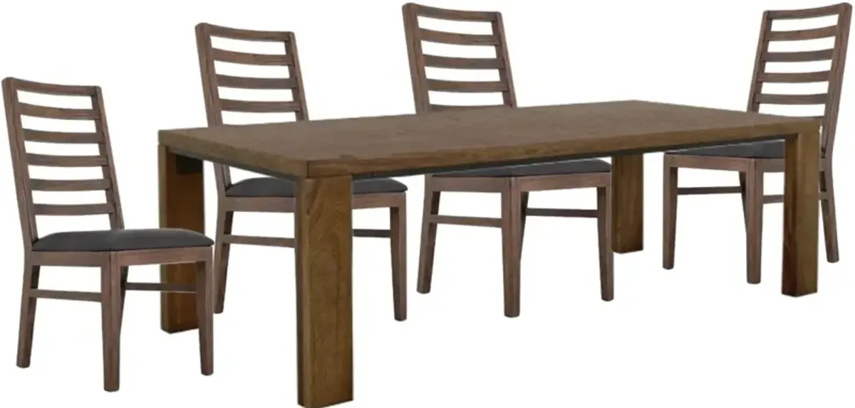 International Furniture Direct Walnut 5-Piece Brown Dining Set