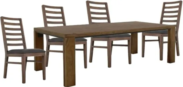 International Furniture Direct Walnut 5-Piece Brown Dining Set