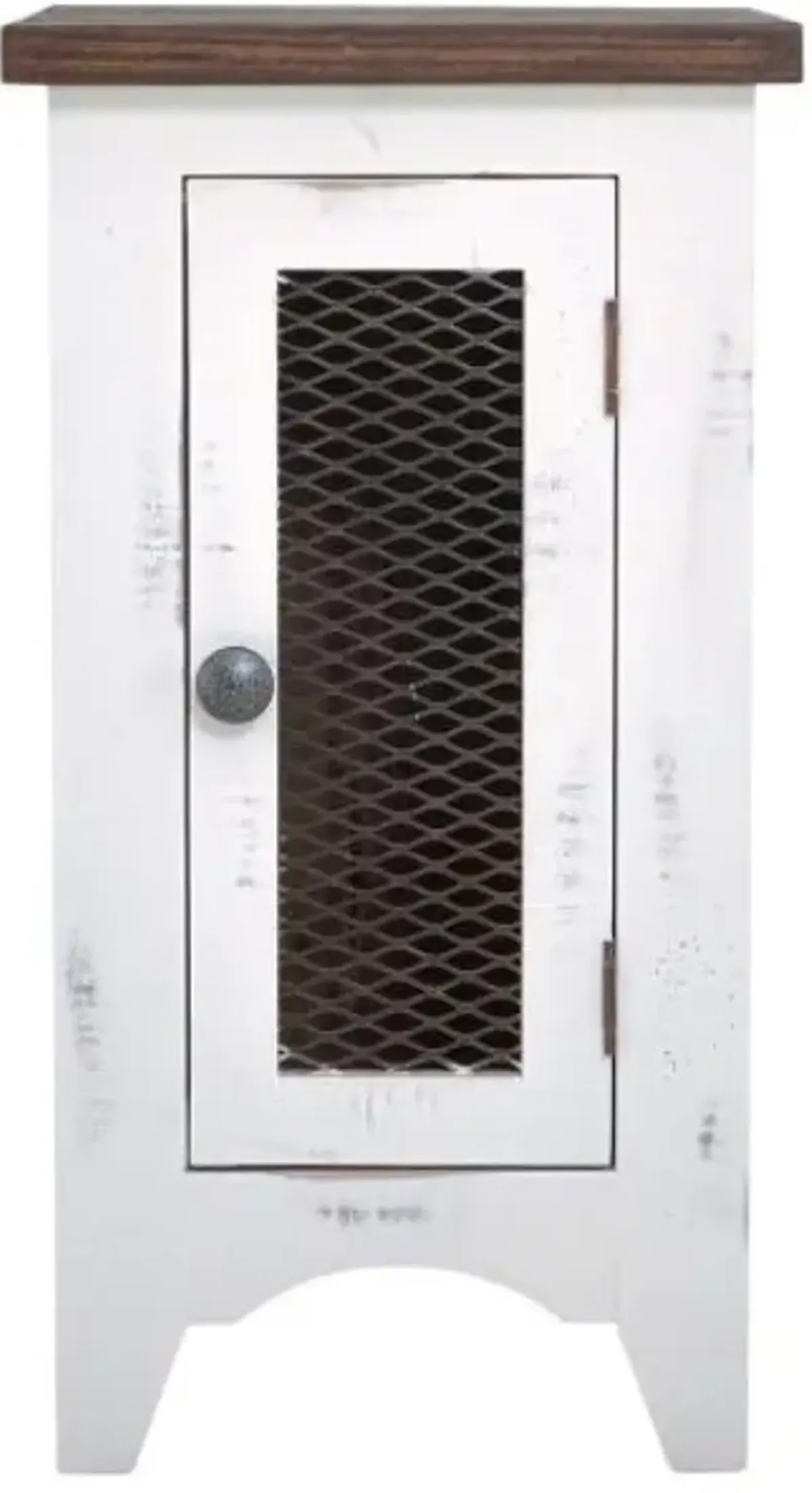 International Furniture Direct Pueblo Brown Chairside Table with White Base