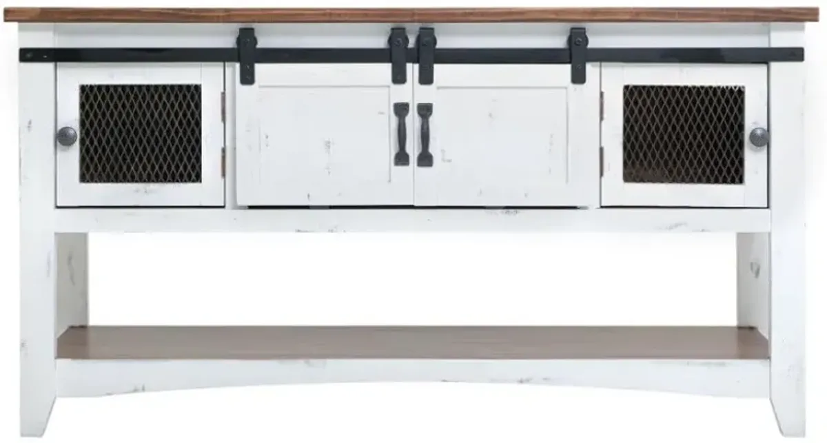 International Furniture Direct Pueblo Brown Sofa Table with White Base