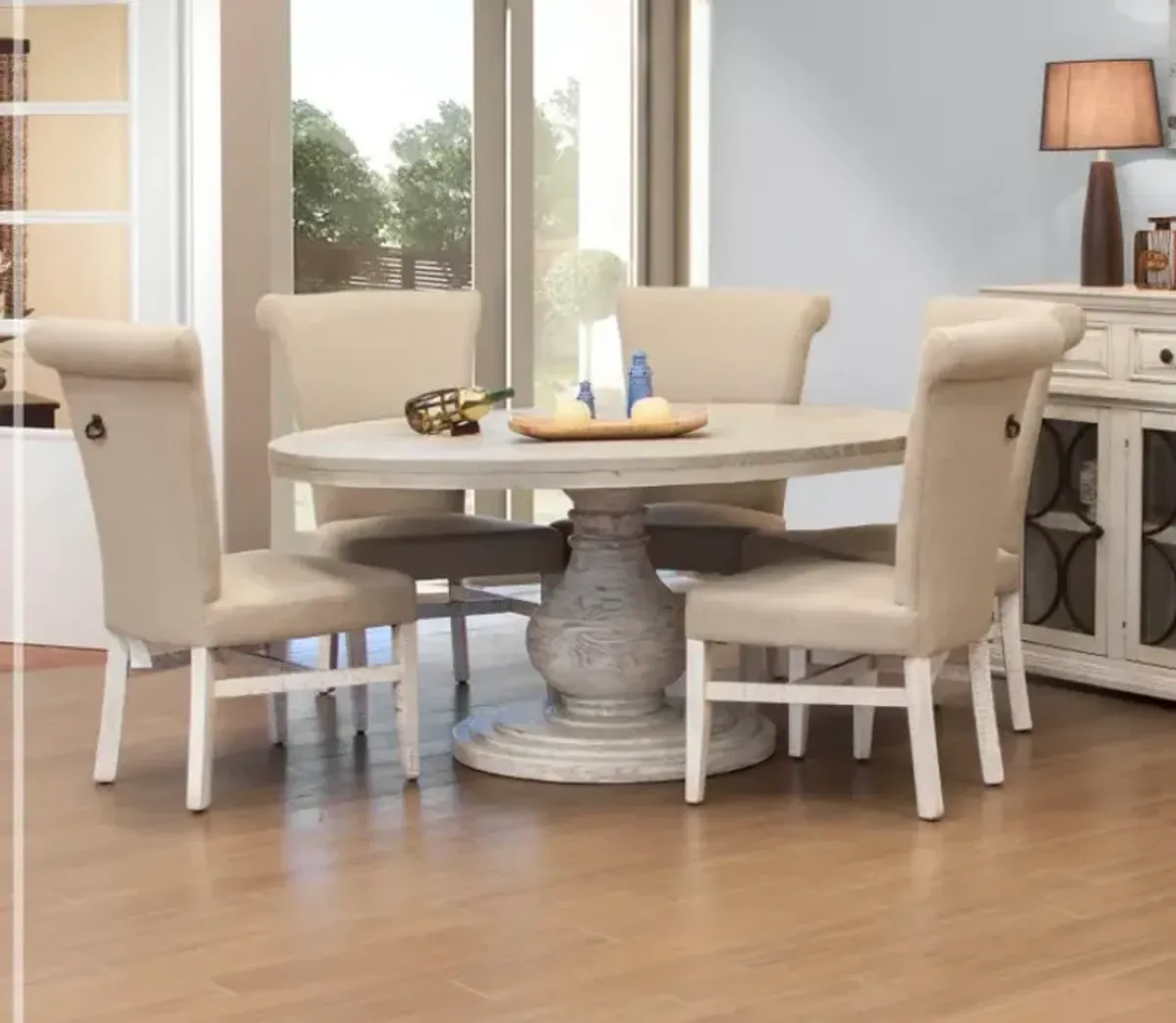International Furniture Direct Bonanza Ivory 5-Piece Ivory Dining Set