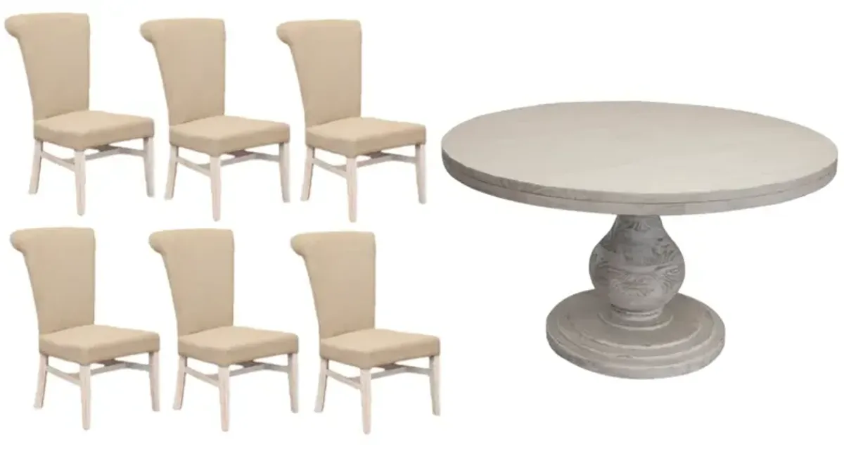 International Furniture Direct Bonanza Ivory 7-Piece Ivory Dining Set