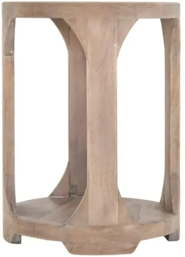 International Furniture Direct Balam Stained White Round Chairside Table