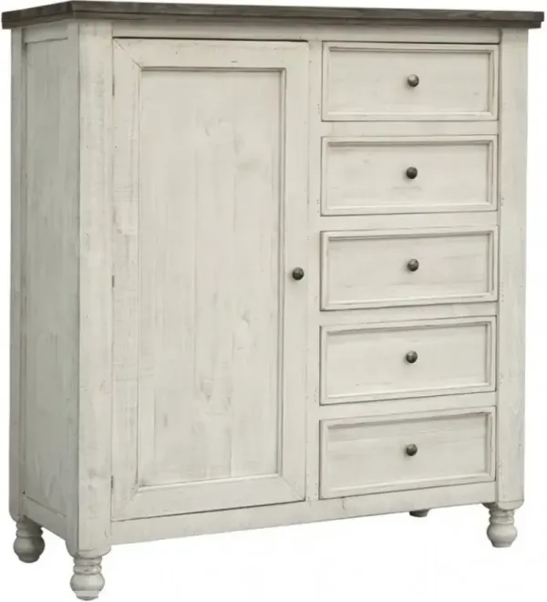 International Furniture Direct Stone Ivory/Weathered Gray Gentleman Chest