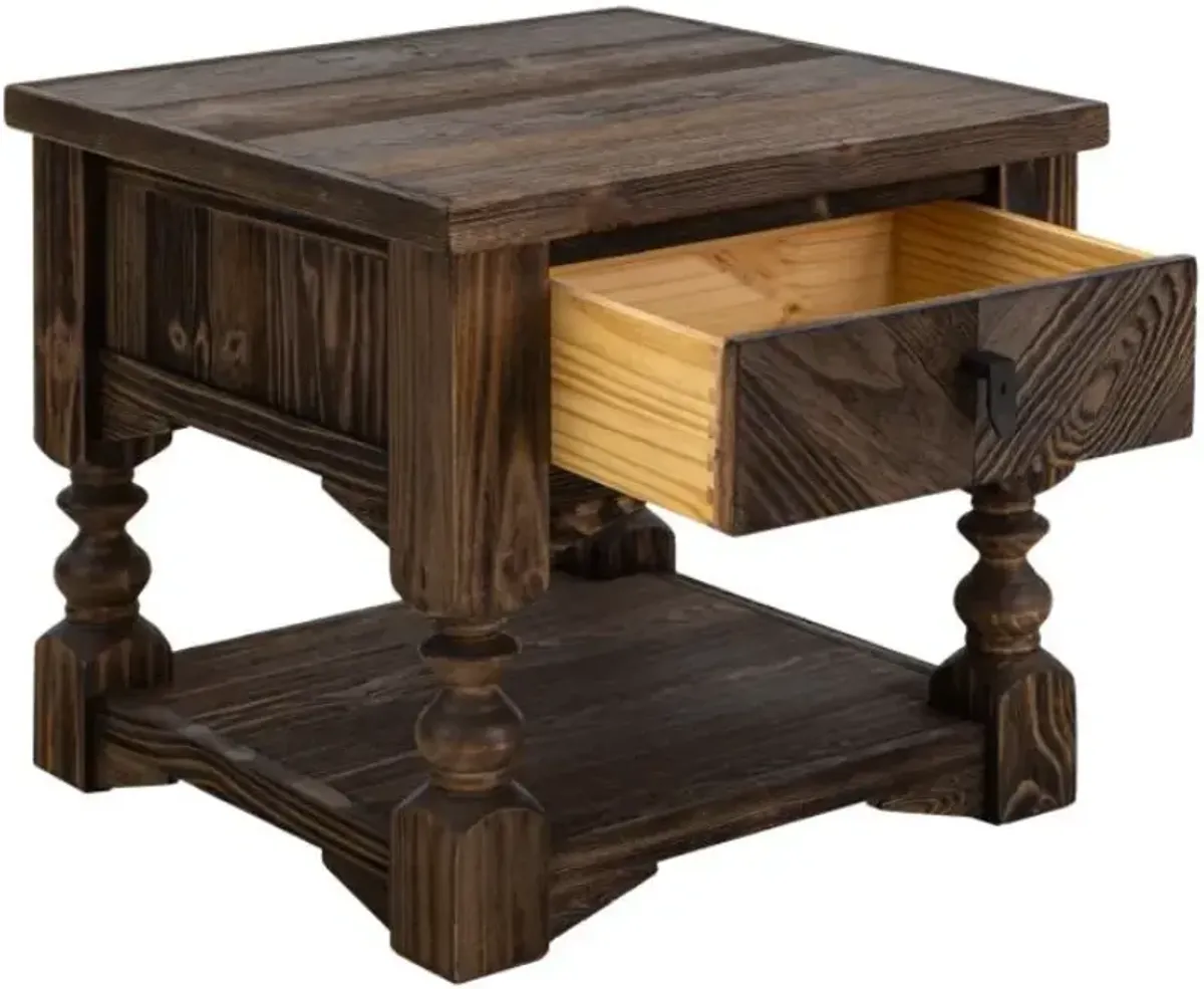 International Furniture Direct Dutton Brown 1-Drawer End Table