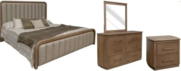 International Furniture Direct Mezquite 4-Piece Brown Queen Bedroom Set