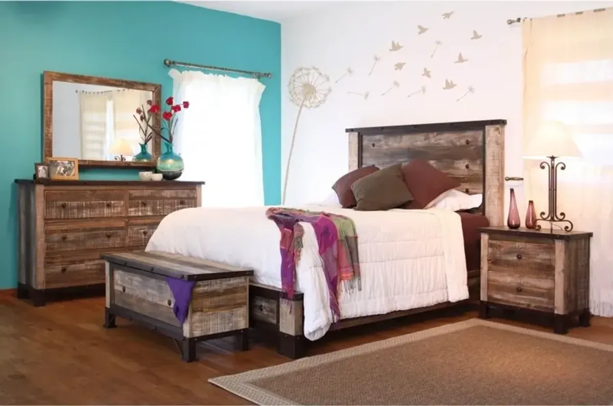 International Furniture Direct Antique Wood Queen Bed