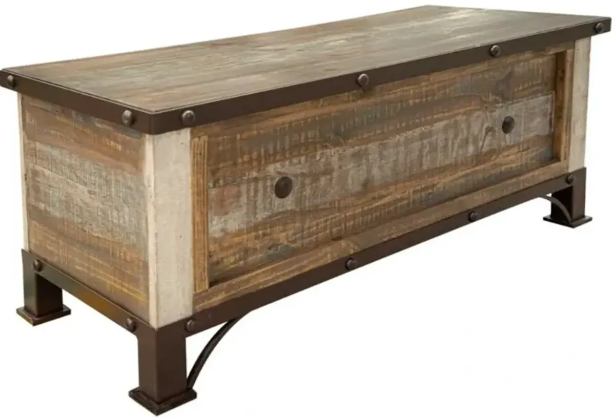 International Furniture Direct Antique Brown Storage Trunk