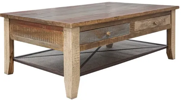 International Furniture Direct Antique Multi-Colored Cocktail Table