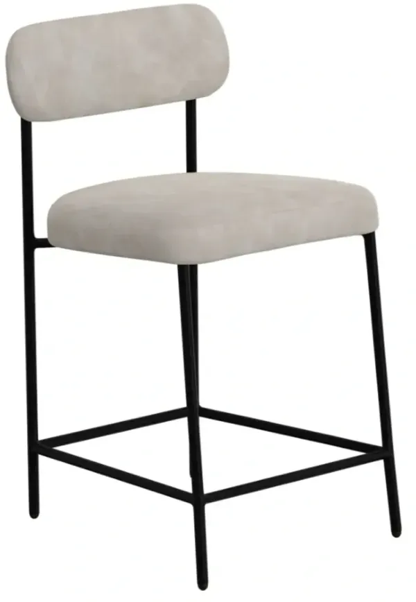 International Furniture Direct Seating Blacksmithing Matte Black/Ivory Upholstered Counter Stool