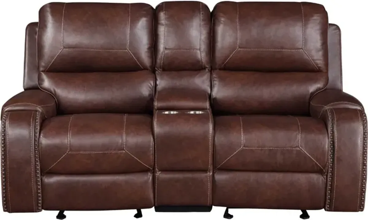Steve Silver Co. Keily Brown Manual Reclining Glider Loveseat