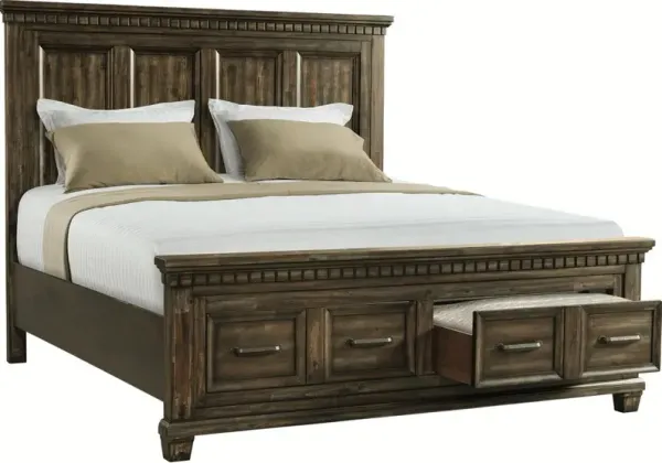 Elements International McCabe Smokey Gray Oak Queen Storage Bed