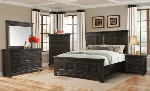 Elements International McCabe Smokey 4-Piece Gray Oak Queen Bedroom Collection