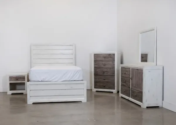 Vintage Furniture Windjammer Nero White 4 Piece Queen Panel Bedroom Set