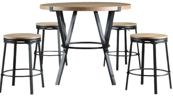 Steve Silver Co. Magnolia 5-Piece Black/Sand Counter Height Dining Set