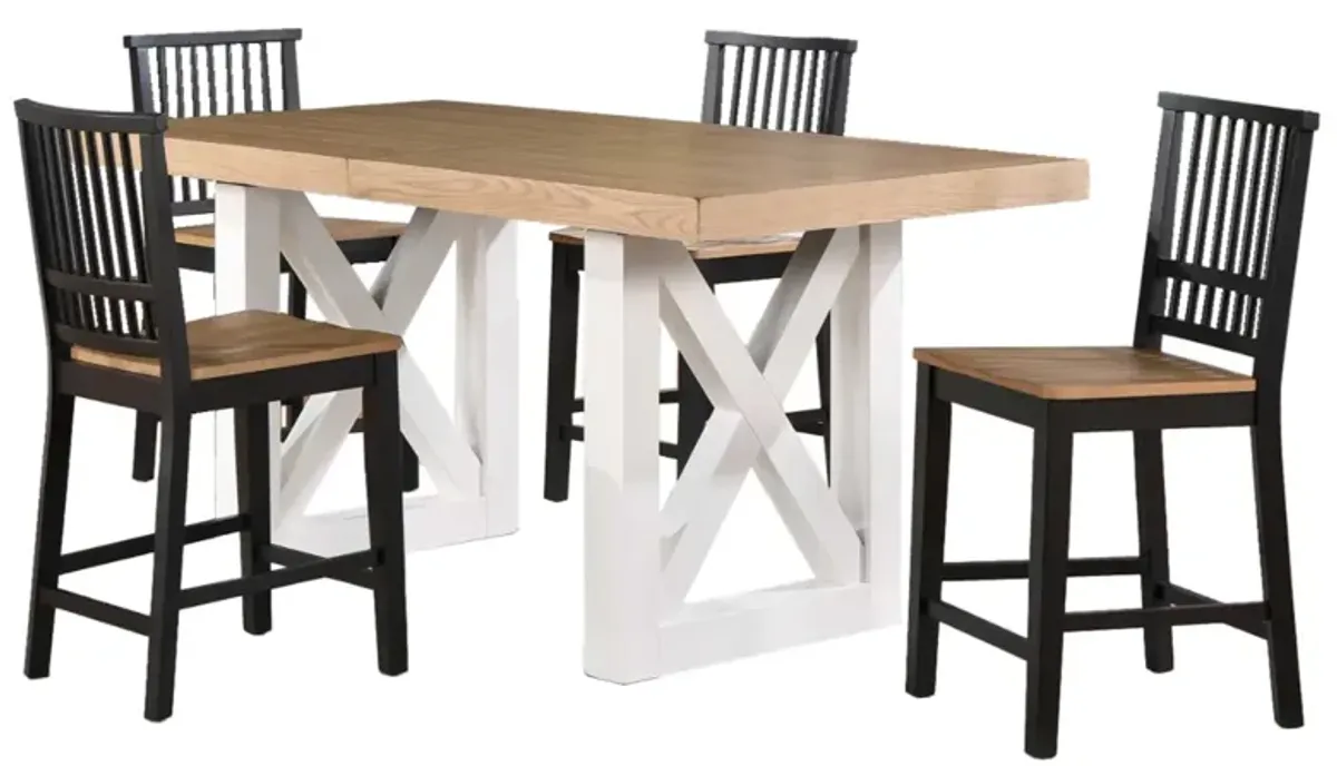 Steve Silver Co. Magnolia 5-Piece Ebony/Natural/White Counter Height Dining Set