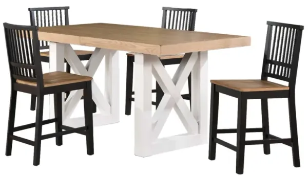Steve Silver Co. Magnolia 5-Piece Ebony/Natural/White Counter Height Dining Set
