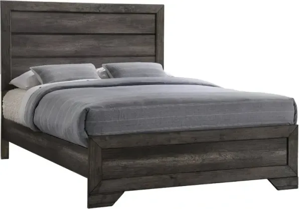 Elements International Nathan Gray Oak King Panel Bed