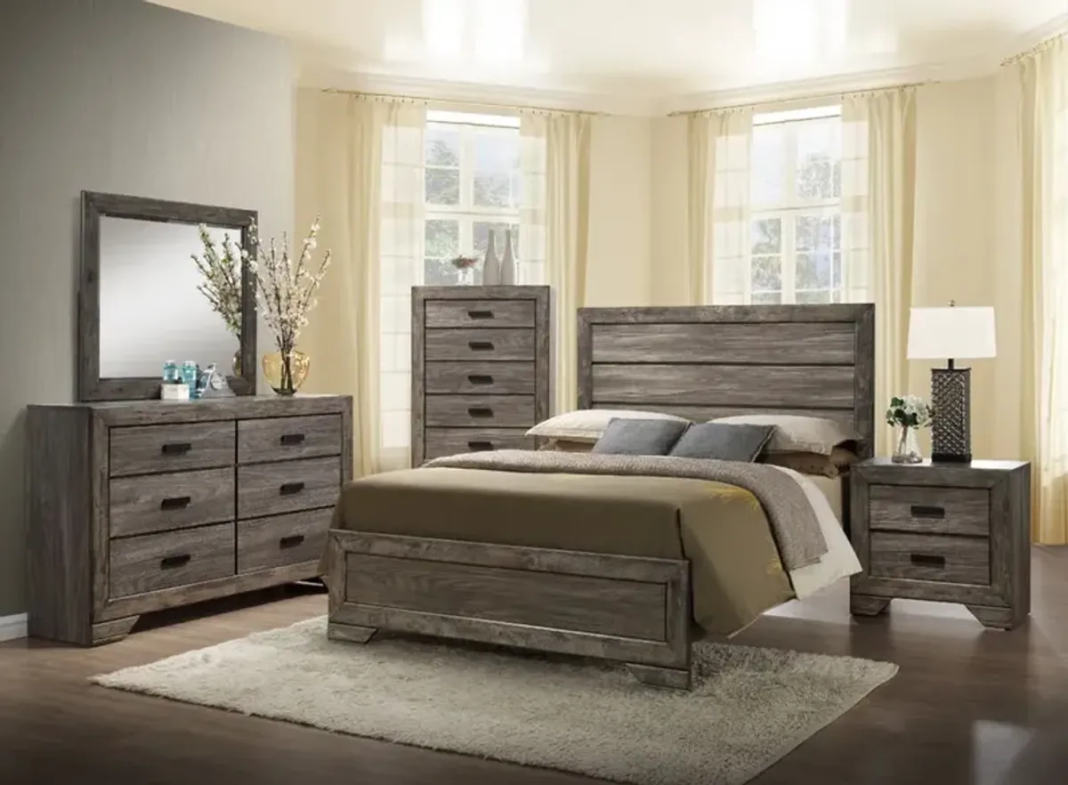 Elements International Nathan 4-Piece Gray Oak Queen Bedroom Collection