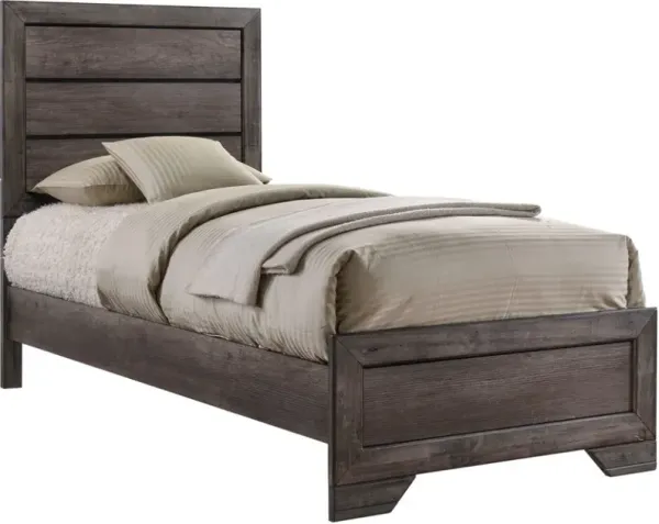 Elements International Nathan Gray Oak Twin Youth Panel Bed