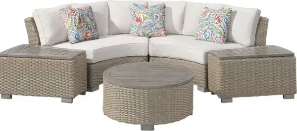 Elements International Ollie Tan 4-Piece Natural/Beige/Cream Outdoor Seating Set