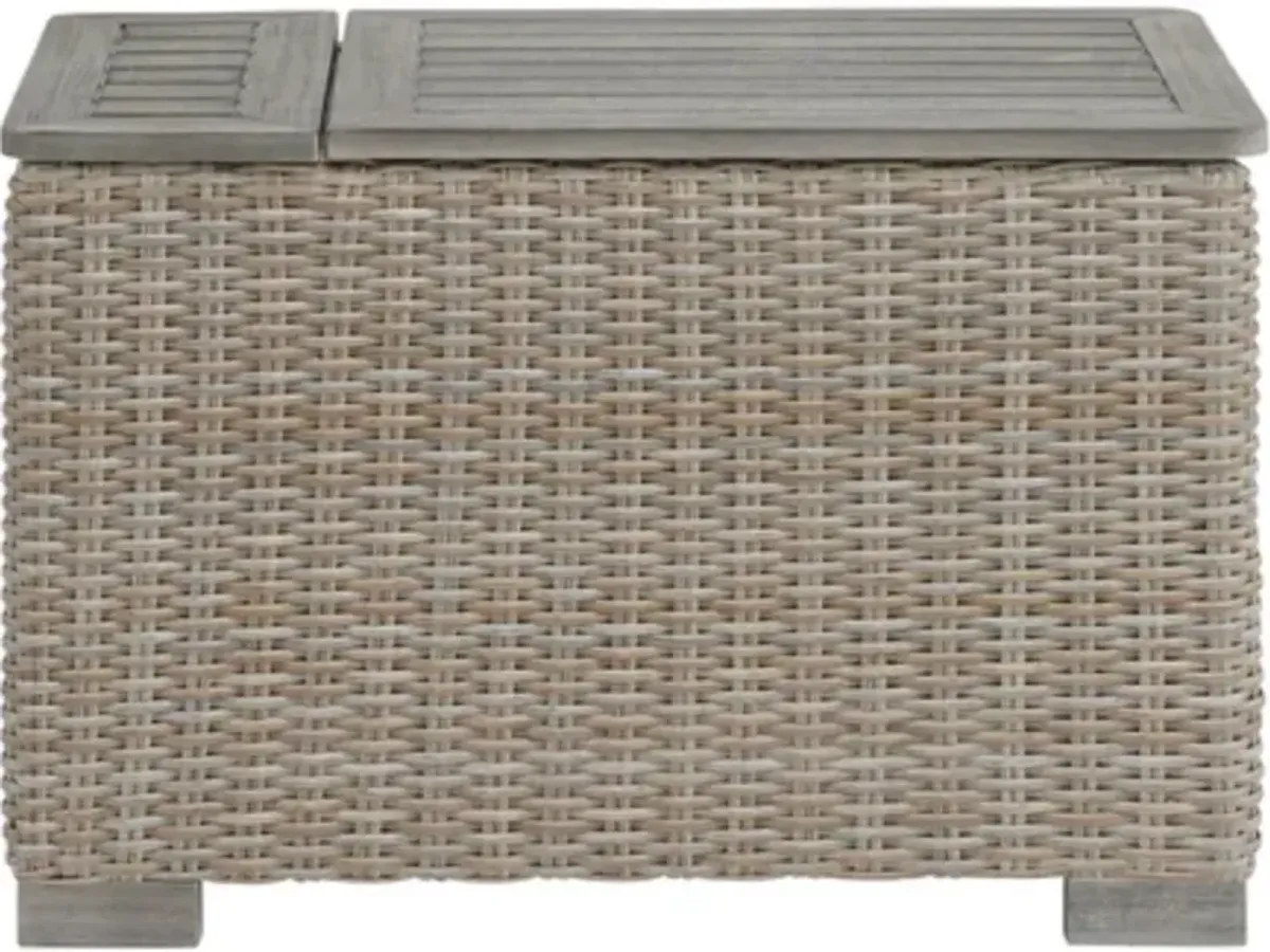 Elements International Ollie Tan Aluminum Outdoor Accent Table with Cooler Box
